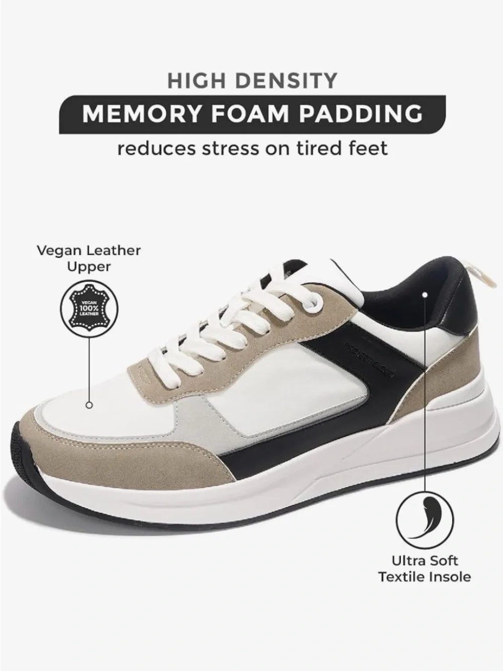 Project Cloud Kurt Neutral Tone Platform Sneakers - White, Taupe, Grey, Black